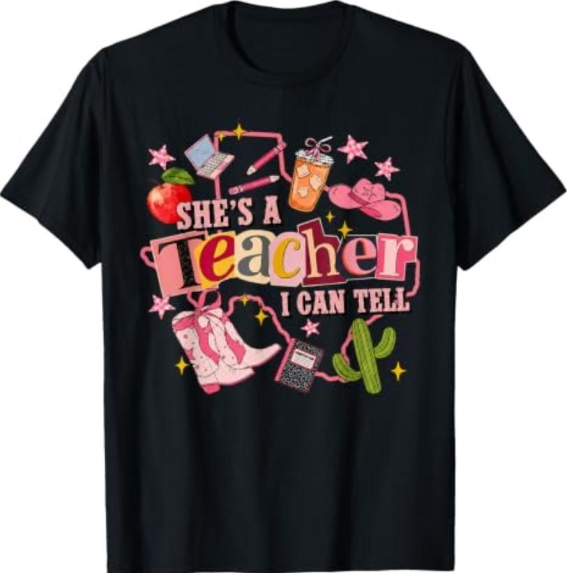 Shes A Teacher I Can Tell Western Classroom Art T-ShirtWird in neuem Fenster oder Tab geöffnet