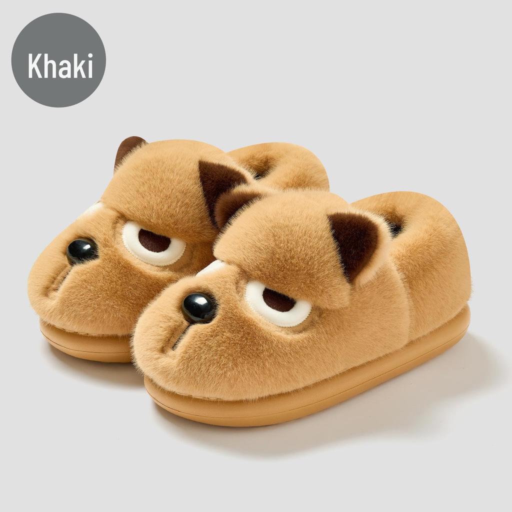 Plush Bear Cotton Slippers: Soft, Warm Autumn/Winter Home Shoes for Men & Women