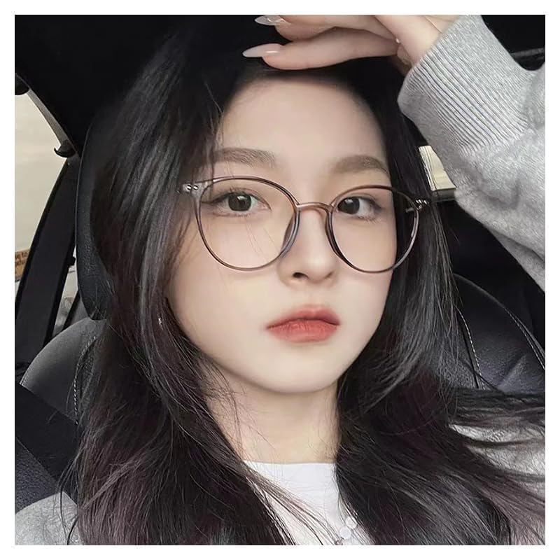 Stylish Clear Fashion Nose Unisex [OIIZREO] Glasses, Lenses, Eyewear, Ultra-Lightweight Pads, (Brown 300)