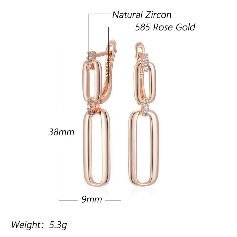 Glossy Hollow Rectangle Drop Earring For Women Fashion Natural Zircon  Rose Gold Color Daily Fine Ethnic Jewelry