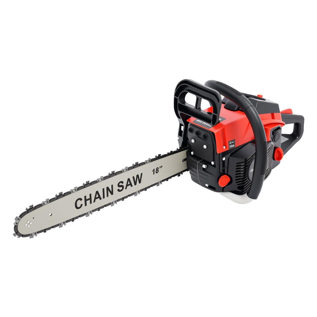 2.2KW Gasoline Chainsaw 58CC 18IN Chain with Air Cooling Anti-Vibration for Garden Pruning Forest Logging Firewood Cutting