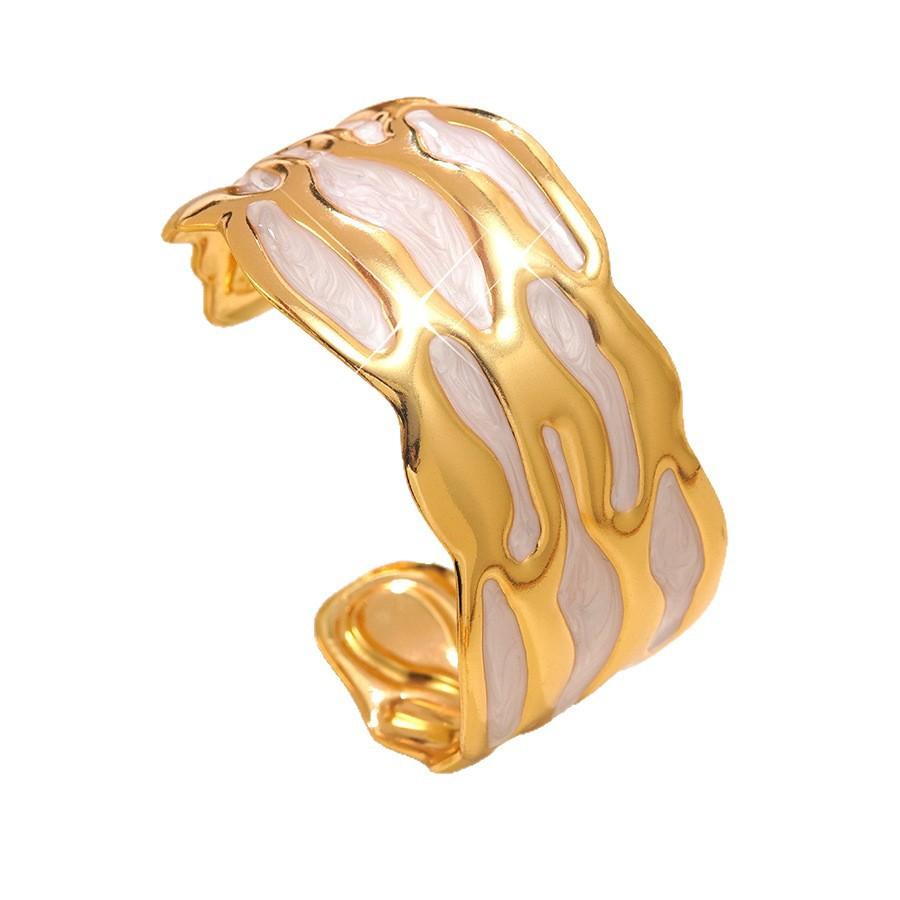 Fashionable Ladies' Oil-dripping Stainless Steel Open Bracelet, Versatile Stainless Steel Bracelet Factory