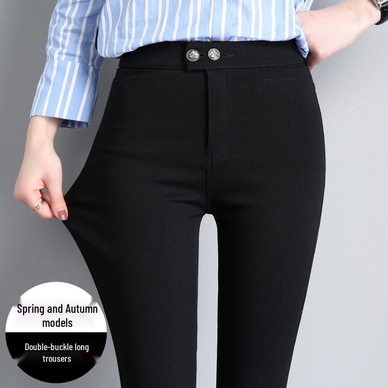 2025 New Style Women's Black Velvet Leggings: Autumn/Winter, Stretchy Skinny Pencil Pants, Thickened for Outerwear