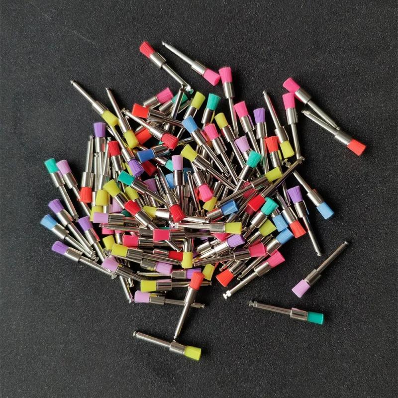 100pcs Dental Prophy Brushes Polishing Polisher Disposable Latch Type Mixed Color Used for Stain Removal and Polish 3