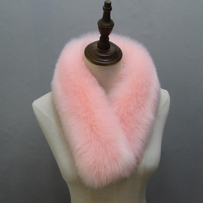 

Женский теплый снуд-шарф из искусственного лисьего меха: Толстый галстучный воротник для осени и зимы 75cm Inner Lining розовый