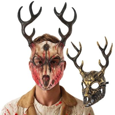 Dämon Wendigo Elch Maske Kopfschmuck Cosplay Gothic Tier Geweih Horn Blutige Knochen Masken Halloween Karnevalsparty Kostüm Requisiten
