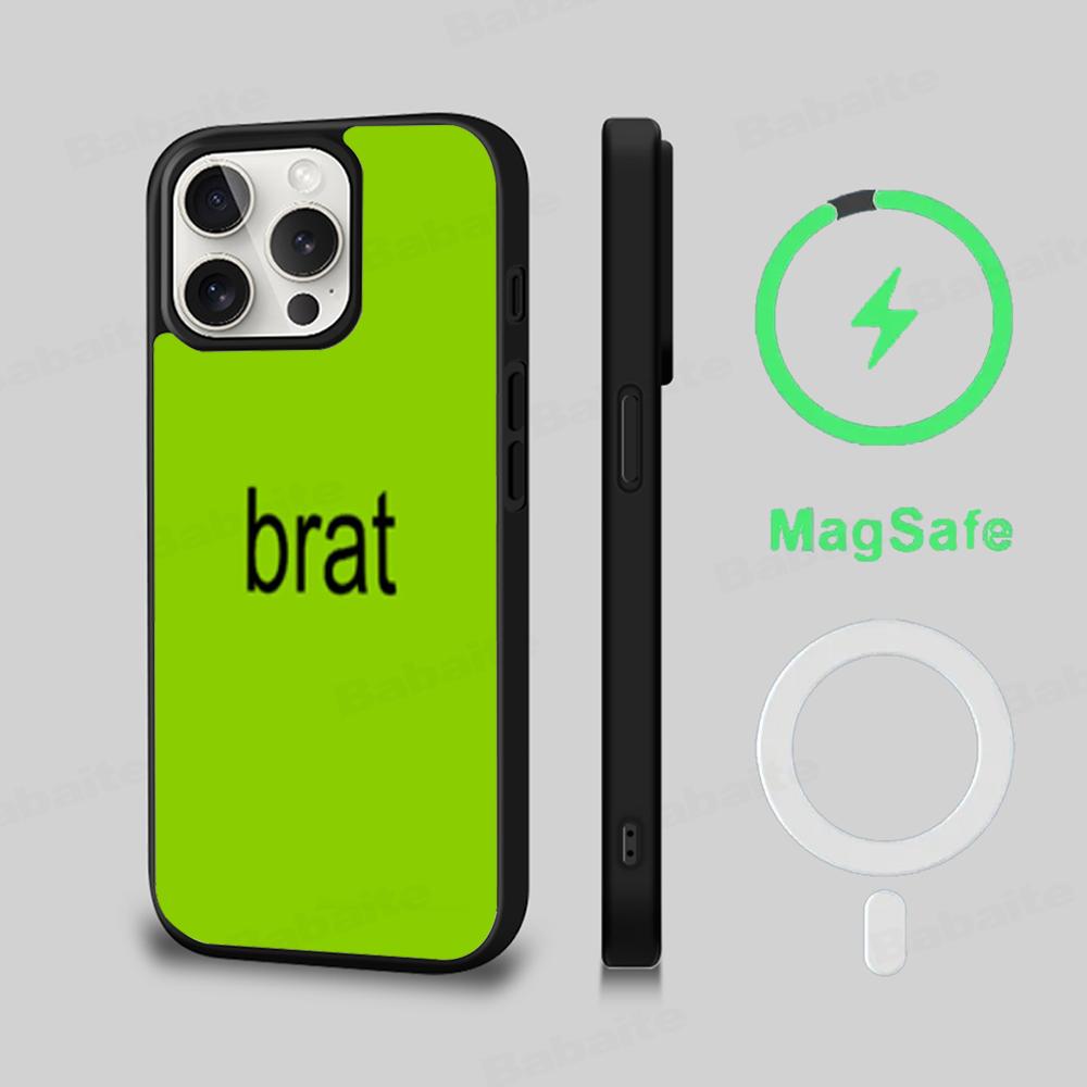 

C-Charlis XCX B-BRAT Brat Phone Case Magnetic Case For IPhone 16 14 13 12 11 15 Pro Max Plus For Magsafe Wireless Charge Cover iPhone 14 Pro