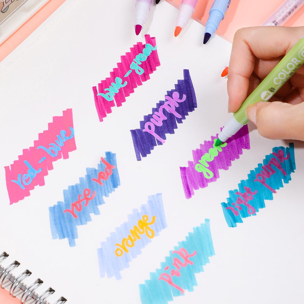 8pcs Double-ended Magic Color Changing Highlighter Pen Set, Student Diary Scrapbook Painting DIY Making, Classroom and Office