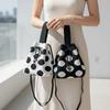 Lightweight Polka Dot Bucket Bag Patterned Drawstring Purse Crossbody Pouch Knit Tote  Beach