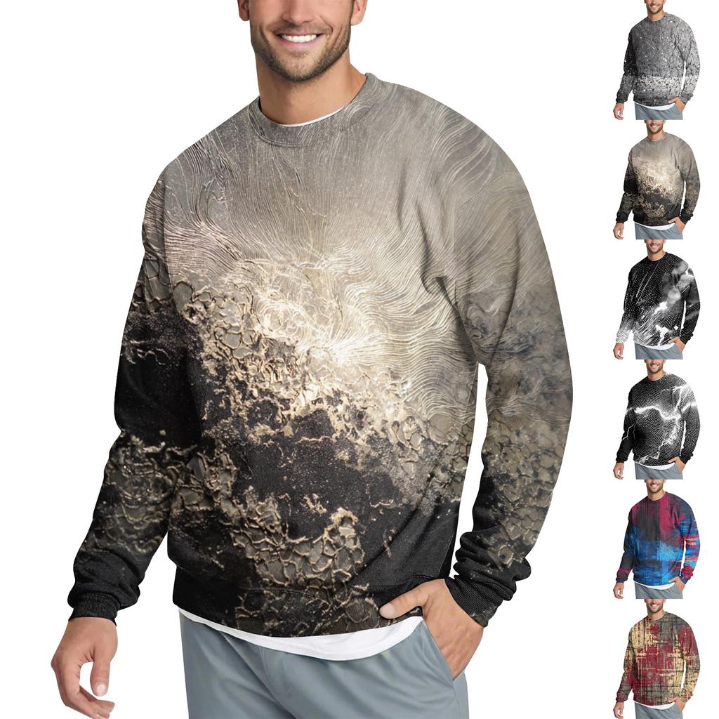 Men's Casual Fashion Printed Round Neck Pullover Sweatshirt
