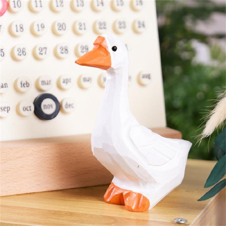 White Duck Model Handmade Wood Sculpture Art Ornament Lovely for Distinctive Home and Office Display 2PCS