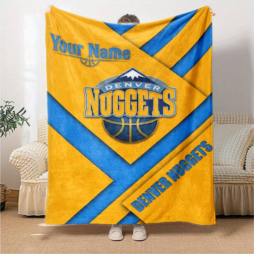 Name Custom Denver Nuggets Print Flannel Blanket High Quality Warm Comfortable Cover for All Seasons Perfect for Gifts Home Decor