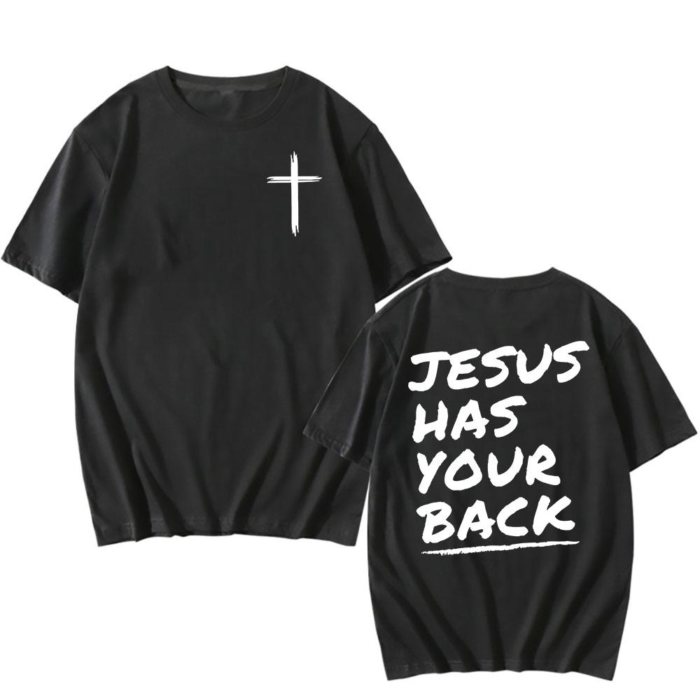 Gesù ti copre le spalle T-shirt Versetto Biblico Cristiano 2026 T-shirt Estiva Cotone Alta Qualità T-shirt Abbigliamento Uomo/Donna Camisetas