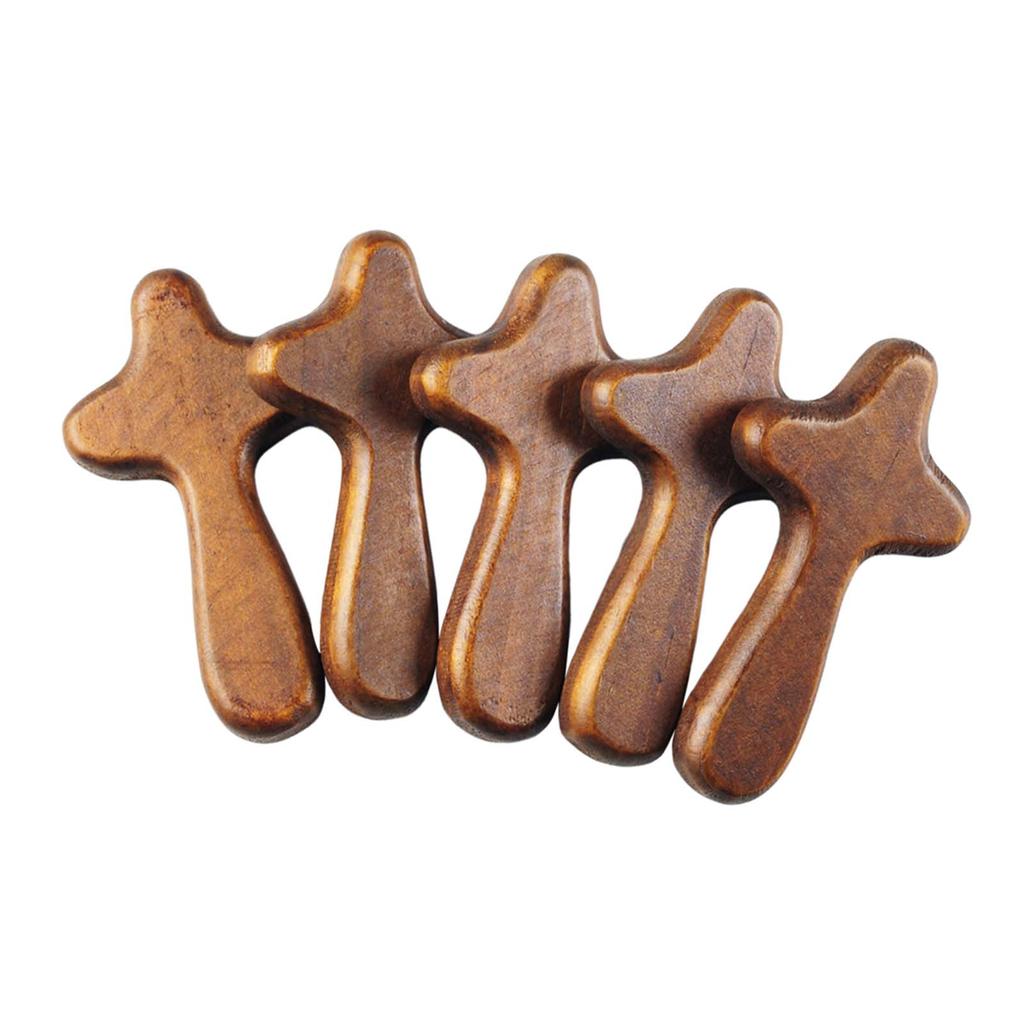 5Pcs Hand Held Wooden Pocket Prayer Portable Holding Crosses Christian Gift For Clutching Jewelry Making Church Religious Prayer