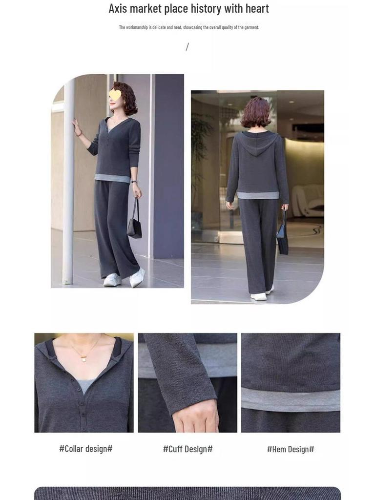 2025 Spring/Autumn Casual Plus-Size Two-Piece Sportswear for Middle-Aged and Elderly Women