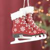 2Pcs Wooden Skate-Shaped Xmas Hanging Decor Party Pendant Christmas Tree Decoration Ornament Party Pendant Decorations