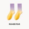 5 Pairs of Female Spring and Autumn Sports Color Gradient Color Tube Socks