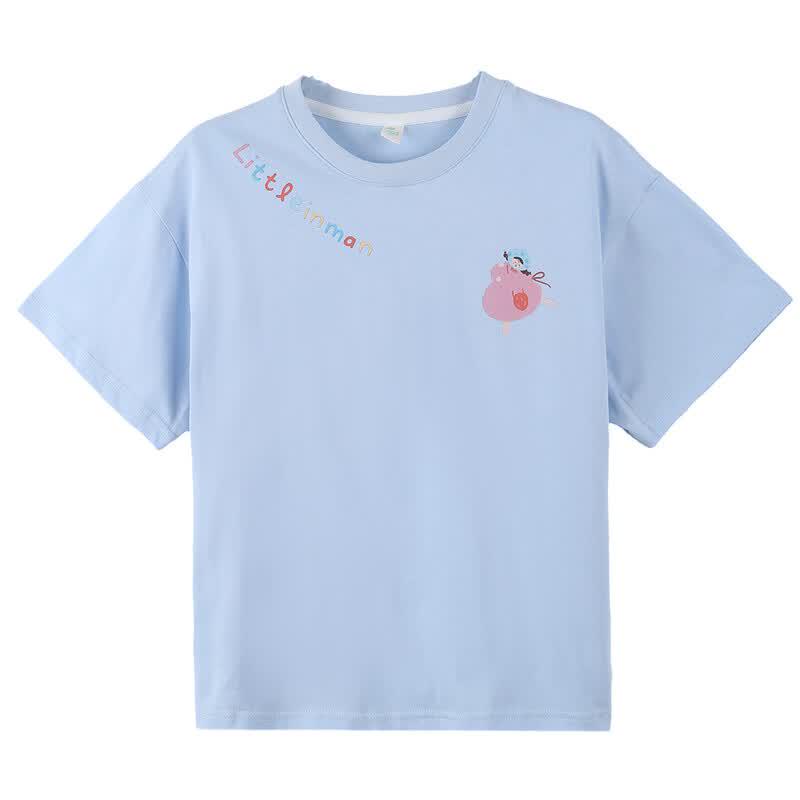 Xiaoyinman Girls' Cartoon Print Short Sleeve T-shirt