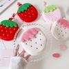 Cute Strawberry Plush Coin Purse Kawaii Mini Pouch for Earphones Holder Small Makeup Bag Backpack Keychain Charm for Women Girls