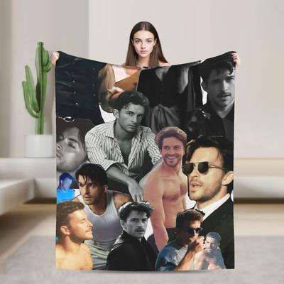 Jonathan Bailey Warm Soft Blanket  Airplane Travel Plush Throw Blanket Novelty Couch Chair Flannel Bedspread Sofa Bed Cover