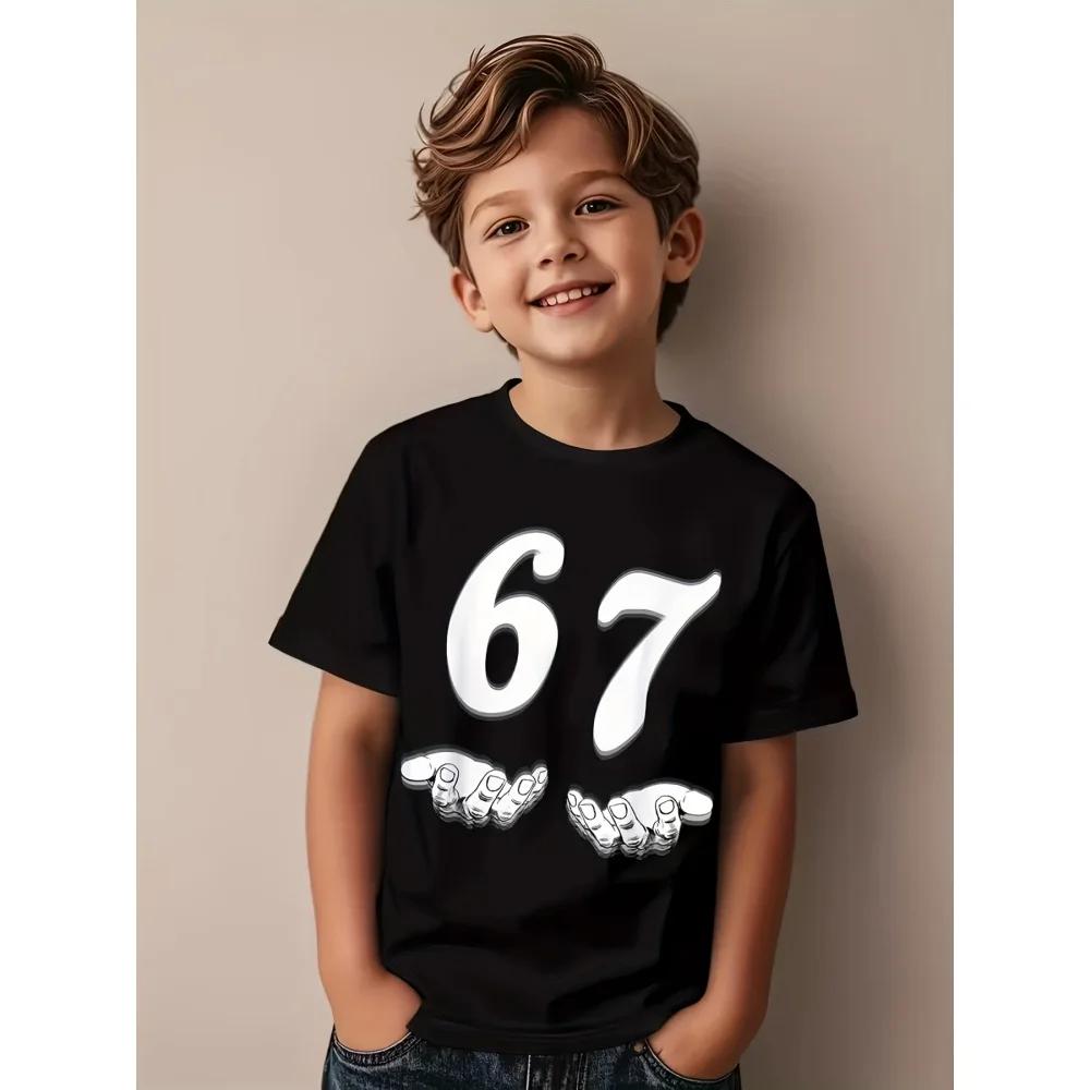 

Six Seven Math Jokes Printed Fun Leisure Round Neck Summer Comfortable Children s T-shirt 140