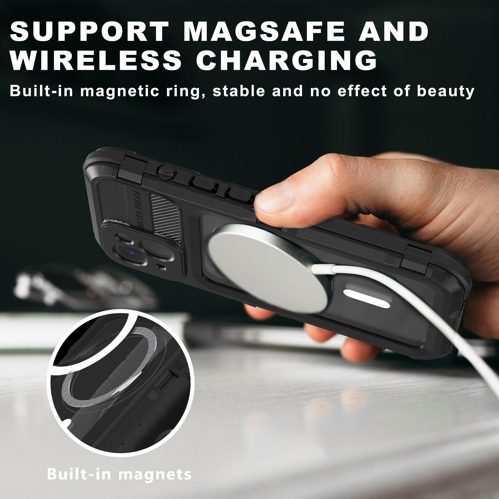 

SHELLBOX M Series Diving Phone Case for iPhone 14 Metal IP68 Waterproof Case Compatible with MagSafe Black