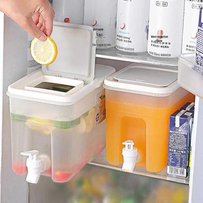 Refrigerator Cold Water Kettle with Faucet and Fruit Infuser - Ideal for Summer Lemonade, Iced Tea, and Cold Brew.