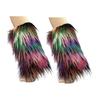 Women's Fuzzy Faux Furs Leg Warmers Furs Heels Long Boots Cuffs Cover One Pair Carnivals Boot Cover Y2K JK Uniform