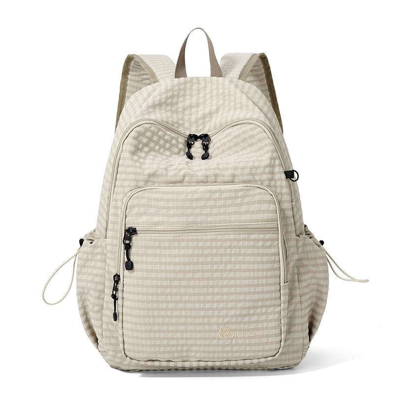 Neuer Rucksack mit kontrastierendem Karomuster, Retro-Pendler-Computer-Rucksack, Studenten-Rucksack mit großem Fassungsvermögen