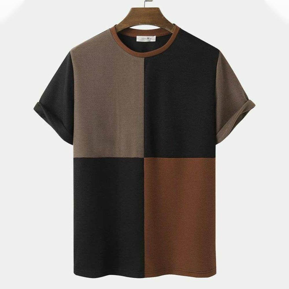 Koszulki męskie letnie z nadrukiem w paski i kratę z okrągłym dekoltem, casualowe z krótkim rękawem, oversize, pulower, moda streetwear, odzież męska