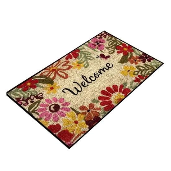 

Summer Spring Doormat Floral Lemon Prints Welcome Mat Non-Slip Washable Floor Mat for Home Entrance Front Porch Indoor Outdoor Kitchen Bathroom 40x60cm