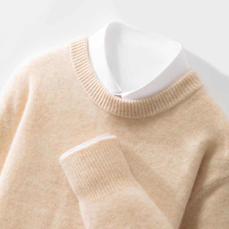 Mens Seven-pin Thick Round Neck Sweater for Womens Autumn and Winter Latest Skin-friendly and Warm Sweater Simple and Versatile Base Top