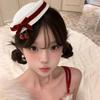 Cherry Bowknot Small Hat Hair Clip for Women Girl Sweet Beret Hat Head Accessory For Evening Party And Everyday Wear