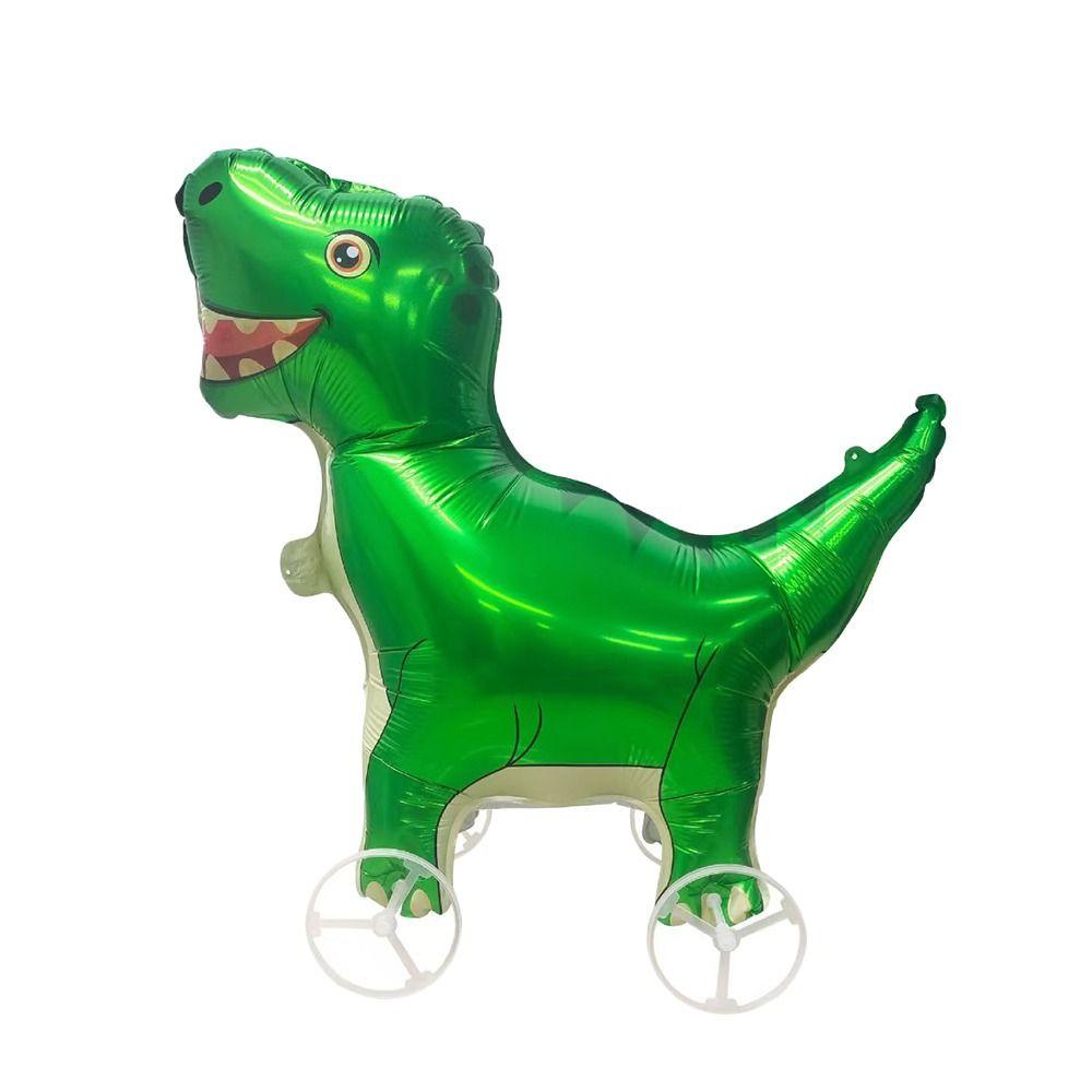 Movable Design 4D Dinosaur Balloons With Wheels Foil Balloons With Wheel  Photo Props
