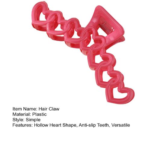Women Hair Claw Hollow Strong Hold Non Slip Heart Design Hairpins Back Head Shower