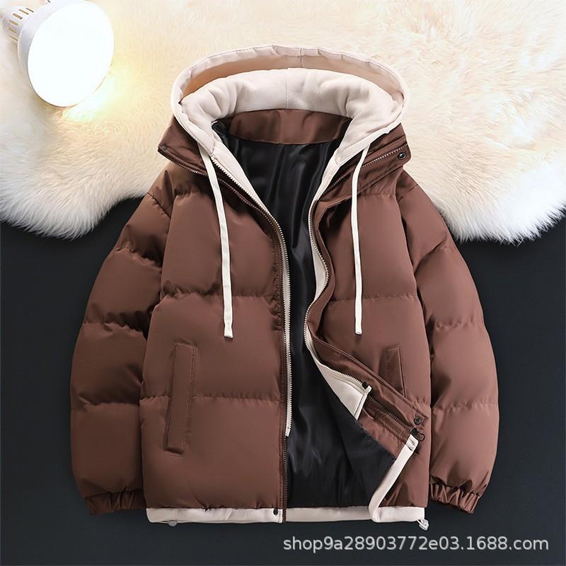 Mens Hooded Thick Cotton Puffer Jacket Winter Warm Outerwear Youth Casual Wear