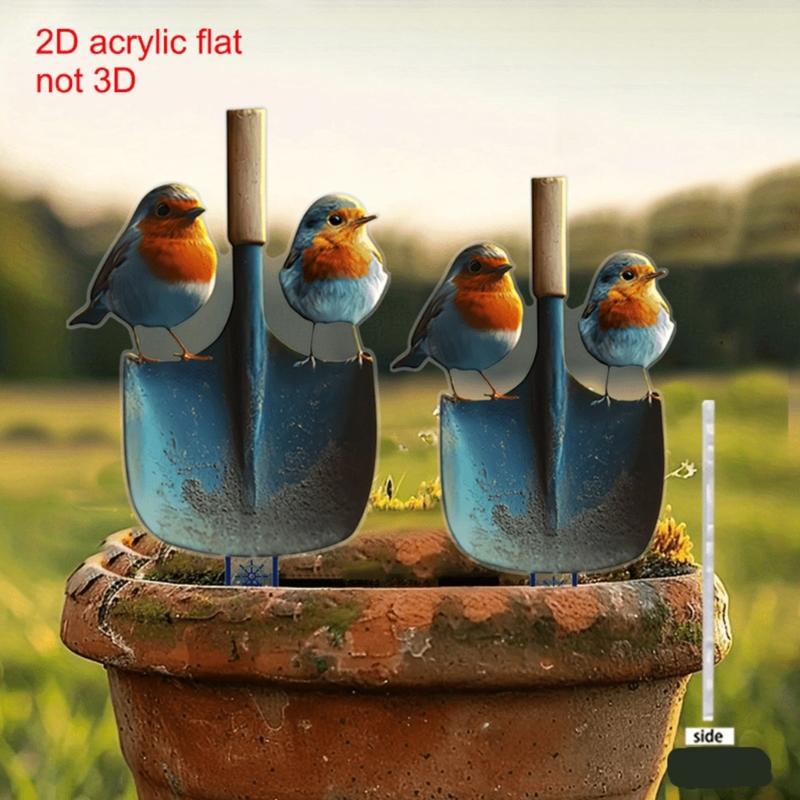 Outdoor Bird Garden Stake Acrylic Yard Piece for Balcony Use and Flower Rows, Flat Home Garden Yard Piece Display