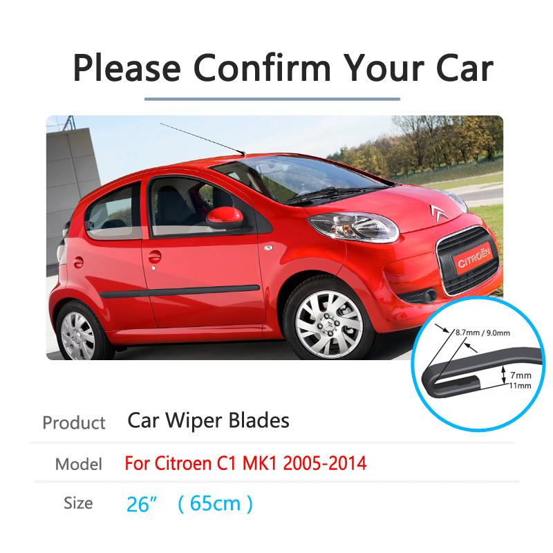 Für Citroen C1 MK1 2005 ~ 2014 Frontscheibe Scheibenwischer Autozubehör 2006 2007 2008 2011 2012 2013 Auto Wischerblatt