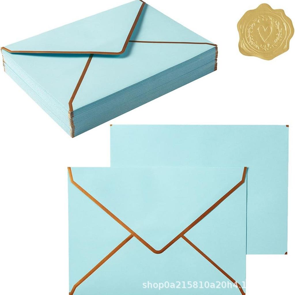 Einfarbiges Kuvert mit gebügeltem Goldrand, Kartengröße 5 * 7 Zoll, Farbiges Kuvert, Grußkarte, Einladungskarte, Dankeskarte