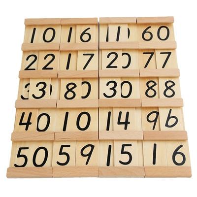 Hölzerne Montessori-Zahlen 1-99 für Kinder Lernkarte Mathe-Lernhilfe Vorschulkinder Früherziehung Lernspielzeug