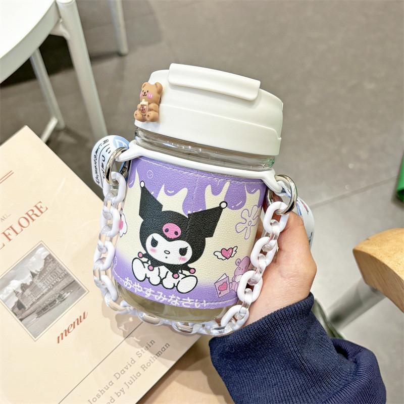 Pochacco Cartoon Plastic Water Cup With Straw For Kids And Students