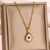 Teufelsauge Anhänger Halskette für Damen Herren Charm Blaue Augen Halsketten Perlenkette Goldfarbe Edelstahl Choker Schmuck BFF Geschenk