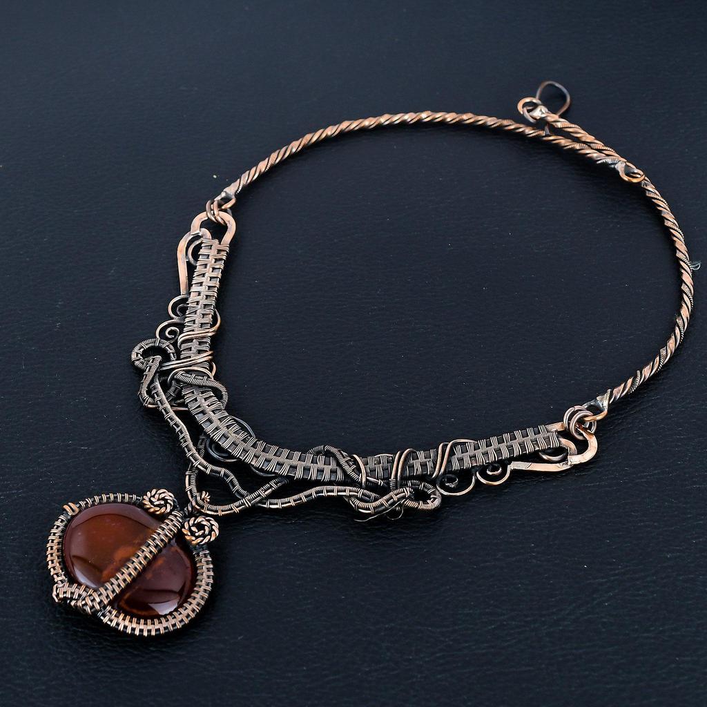 Carnelian Necklace, Natural Gemstone 999 Copper Wire Wrapped Necklace, Handmade Jewelry, Birthday And Anniversary Gift For Her