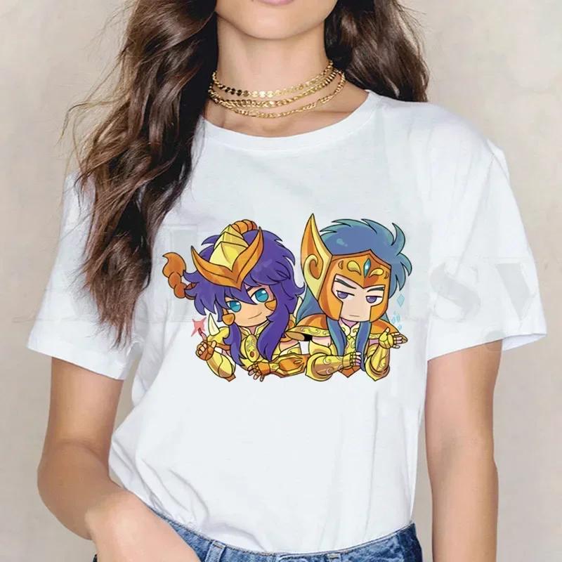 Saint Seiya Knights Of The Zodiac Burn Cosmos Short Sleeve Female Tops Harajuku VintageT Shirts Women's T-shirt