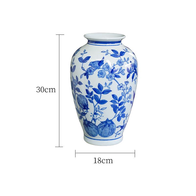 Hand-Painted Retro Chinese Ceramic Vase for Living Room Flower Decoration