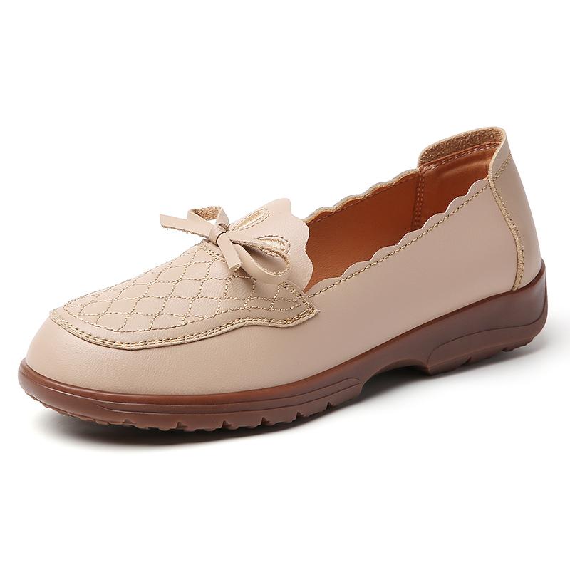 Women's Loafers Driving Shoes Lady Black Moccasins Flats Casual Slip on Plus Size Walking Summer Bow Embroidery Shoes for Mother