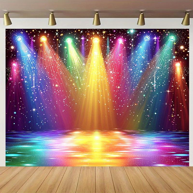 1pc Disco Party Polyester Banner - Colorful Lighting Design Suitable for Dance and Party Backgrounds Theme Events