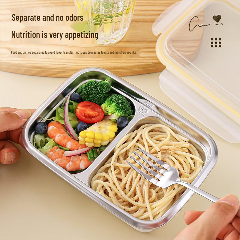 Xihe 304 Stainless Steel Divided Lunch Box with Cutlery