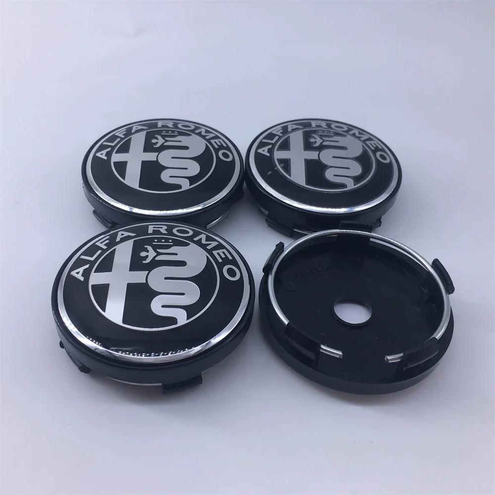 

For Alfa Romeo 2026 Hot Sticker 4PCS 60mm For Alfa Romeo Black caps 030 Stelvio Sportiva GT 159 166 147 156 Mito Metal Emblem Au 4pcs 60mm black cap