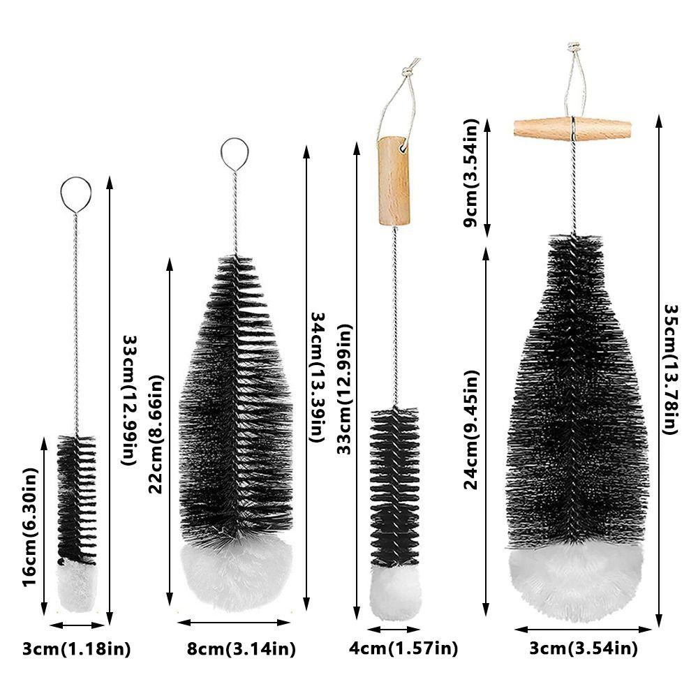 Dust Removal Cleaning Brush With Beechwood Handle Soda Stream Bottle Brush Glassware Jars Cleaner